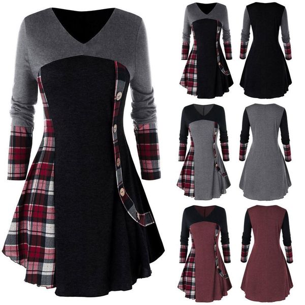 

5xl plus size vintage women blouse and streetwear o-neck long sleeve floral print tunic shirts button pachwork blouse, White