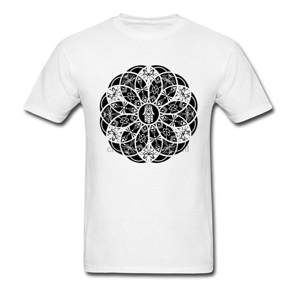 

мужчины футболки хамса глаз футболка лотос mandala tshirt черный белый om тройники ткань tops индуизм урожай повседневный спортивный с капюш