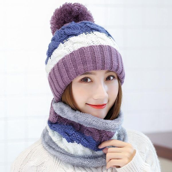 Beanie/Kafatası Kapakları Kış Kadın Kadın Velvet Yün Şapkaları Twist Renk Eşleşen Beanies Şapka Binicilik Binicilik Biblik Setleri1