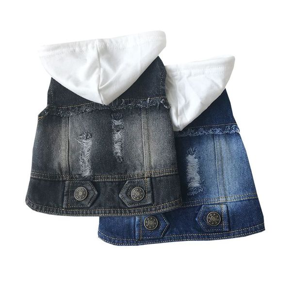 Felpa con cappuccio Abbigliamento per animali domestici Abbigliamento per cani Bulldog francese Giacca di jeans Chihuahua Jeans Cappotto Gilet con cappuccio per costume da gatto carlino