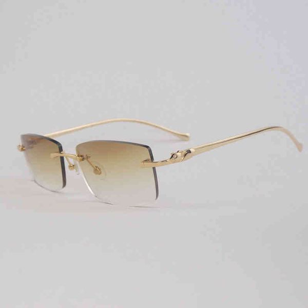 

2022 factory wholesale new vintage rimless sunglasses leopard style gafas retro shades men for driving clear glasses metal frame women eyewe, White;black