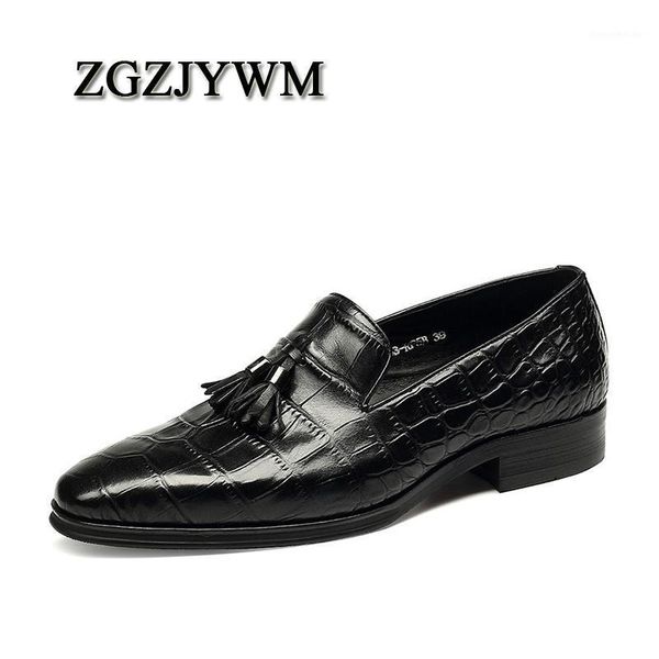 

dress shoes zgzjywm men genuine leather crocodile pattern black/blue slip-on tassel pointed toe wedding formal oxford shoes1