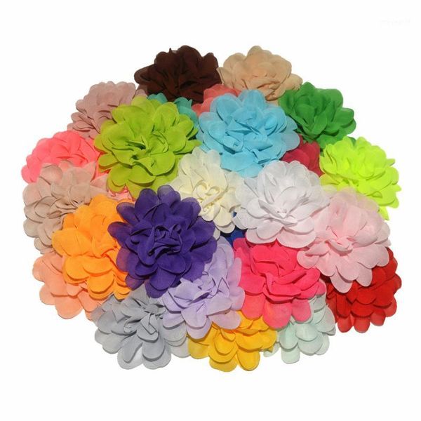 

40pcs/lot 7cm chiffon flower fabric flowers for headband diy hair accessories lsfb0461