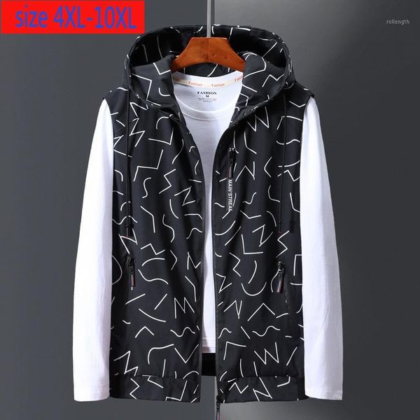 

new arrival fashion spring autumn extra large casual print loose sleeveless hoodie men vest plus size 4xl 5xl 6xl 7xl 8xl9xl10xl1, Black;white