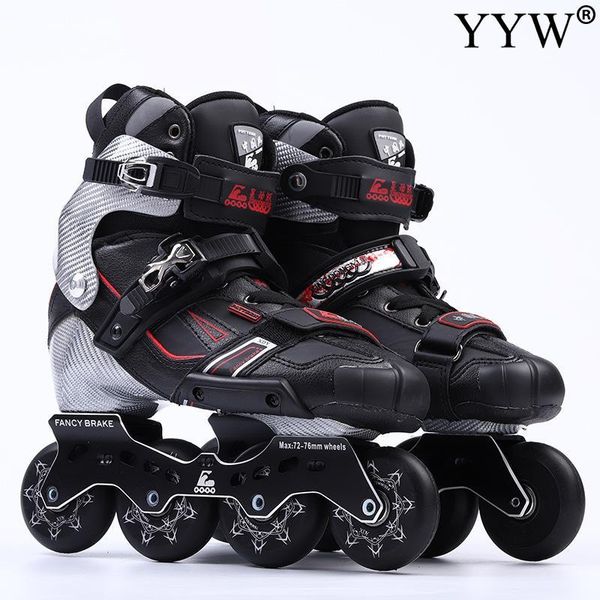 

women new professional roller skates shoes carbon shell inline sneakers 4 wheels 1 row line girl children outdoor training