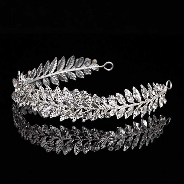 

wedding hair accessories for bride gold/silver color metal headbands crystal flower leaf tiara headband for women crown hairband, Golden;silver
