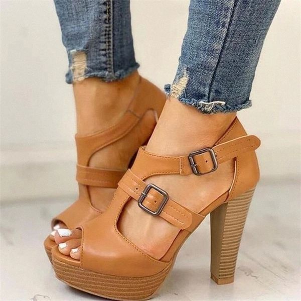 

high heels women 2020 summer peep toe buckle strap sandals ladies platform pumps shoes patry club shoes thick heels shoes #xv5n, Black