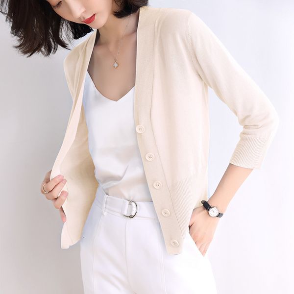 

2021 new solid mesh cardigan spring and summer with thin v-low of seven female superior parts rash guards jacket wsts, Black;brown