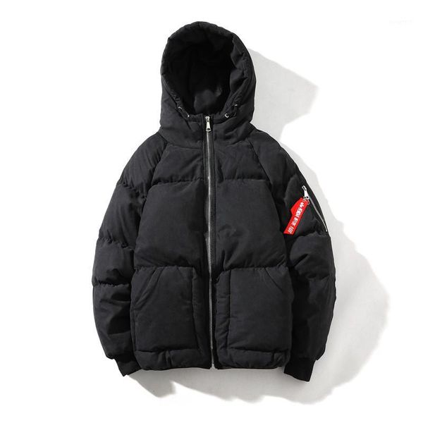 

casual hooded parkas men winter jacket 2019 fashion solid thick warm coat mens winter parkas plus size 3xl 4xl 5xl, Black