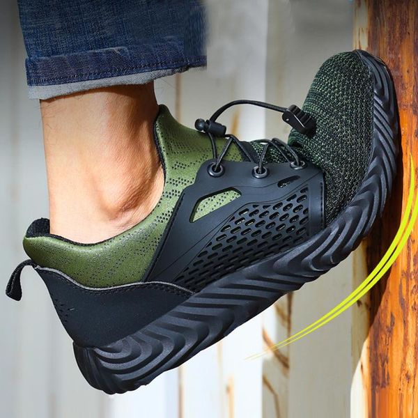 

wenyujh 2020 new men work sneakers men indestructible shoes steel toe work safety boot shoes anti-puncture working, Black