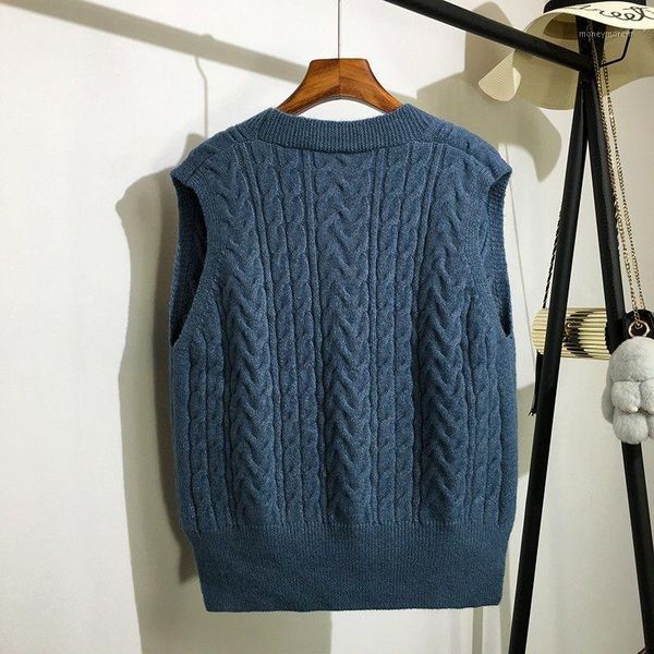 

women's knits & tees 2021 autumn women trendy korean style loose sleeveless knitted female v-neck sweater leisure outwear casual l1061, White