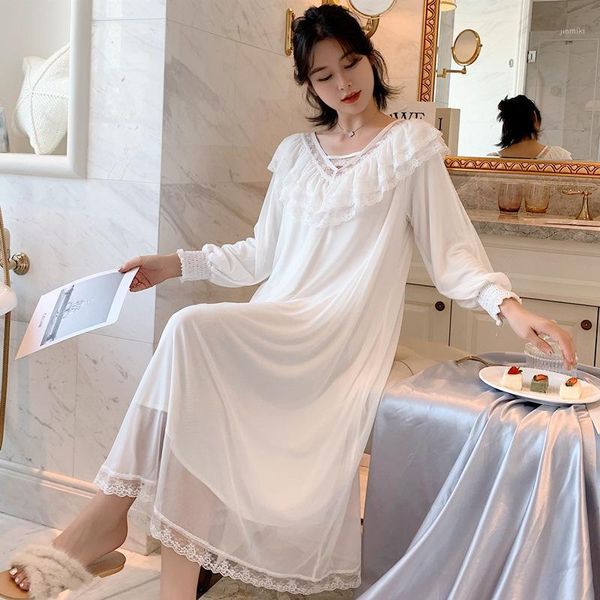 

lisacmvpnel cute princess nightdress lace french retro nightgown mesh pijama can wear outside sleepwear1, Black;red