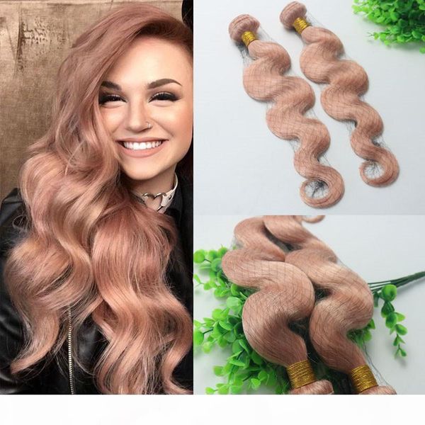 

pink colorful human hair bundles rose gold brazilian body wave remy pink hair bundles for summer wholesale, Black