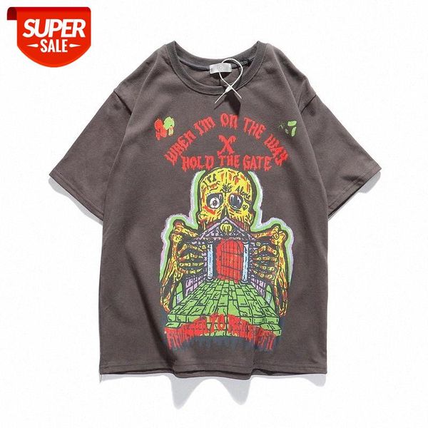 

kanye west skull print loose casual men and women tshirts harajuku oversize o neck short sleeve hip hop t shirt streetwear tees #mo2n, White;black