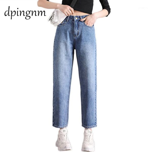

basic denim jeans classic 4 season women high waist jeans vintage mom style pencil cowboy denim pants1, Blue
