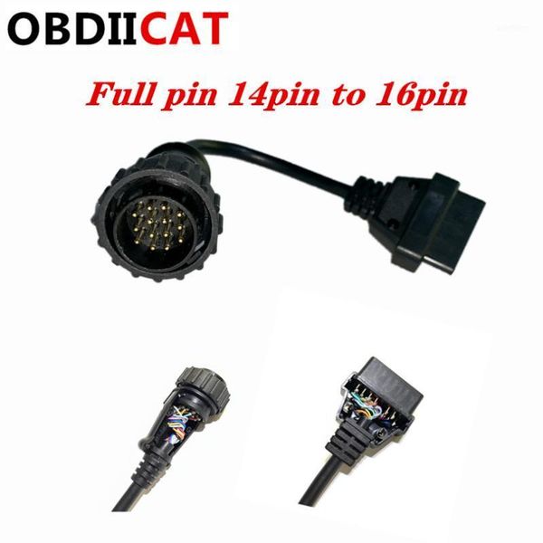 

full pin me-r cedes be-nz sprinter 14 pin to 16 obd obd2 diagnostic cable adapter connector1