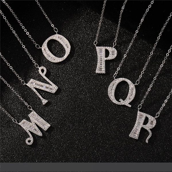 

a-z 26 letter 925 sterling silver name necklaces for women cz zircon english letters pendant necklaces anniversary gift