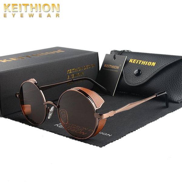 

sunglasses keithion classic gothic steampunk polarized men women brand vintage round metal frame sun glasses uv400, White;black