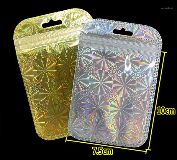 

gift wrap 300pcs/lot laser gold/silver aluminum foil bag self sealing plastic jewelry data line storage bags baggies package1