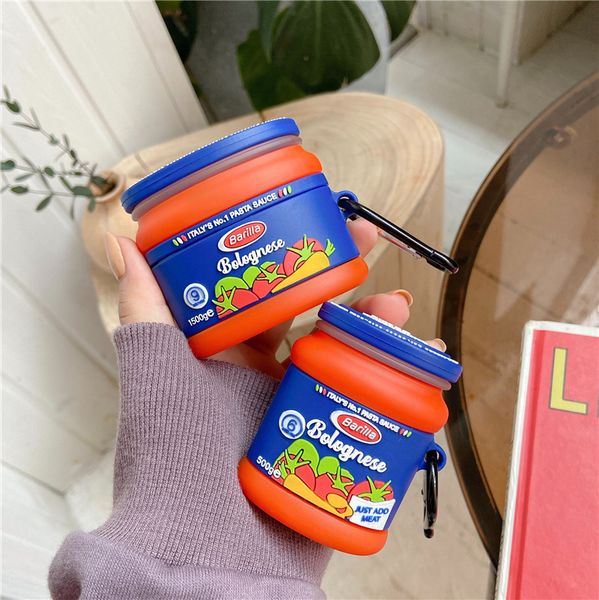 

Italy Pasta Sauce Bottle Protective Cover For Airpods Pro Case Cute Silicone Wireless Earphone Cases For Apple Airpods 2 Case, A for airpods 1/2