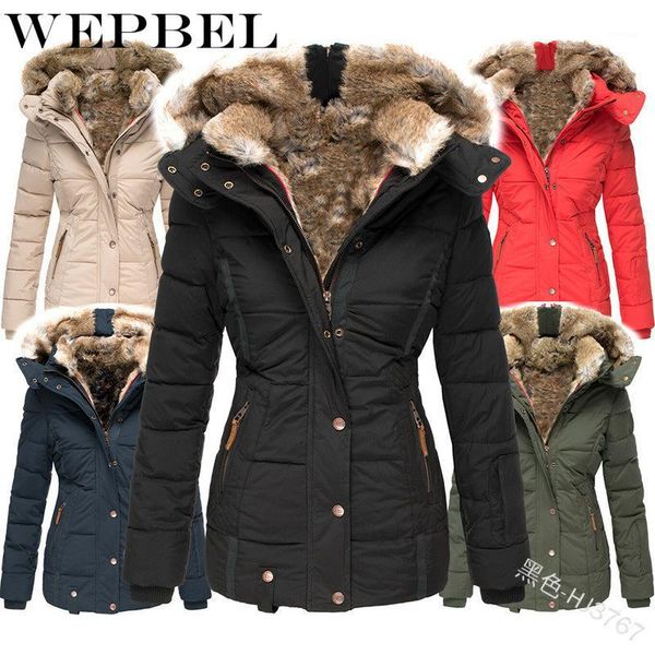 

wepbel women lapel collar regular slim jackets female thicken autumn winter solid color zipper elegant casual fur woolen coats1, Black