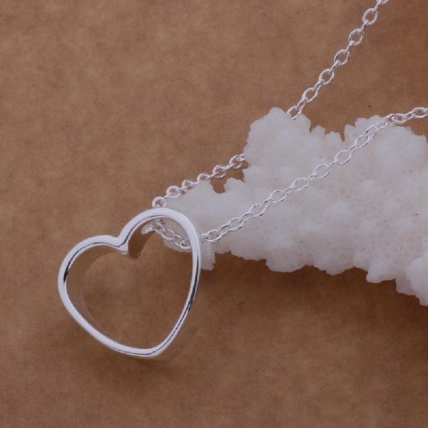

925 sterling silver simple heart shape pendant chain necklace 18'' for women wedding engagement party jewelry