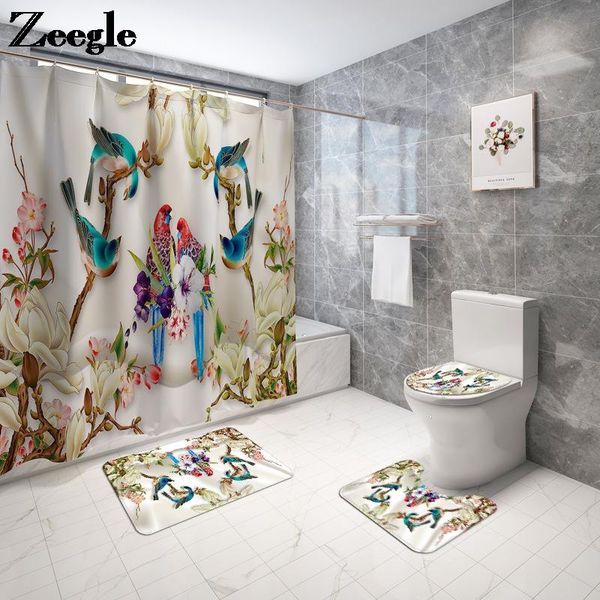 

modern style bath mat and shower curtain set microfiber toilet seat cover mat anti slip bathroom floor carpet foot