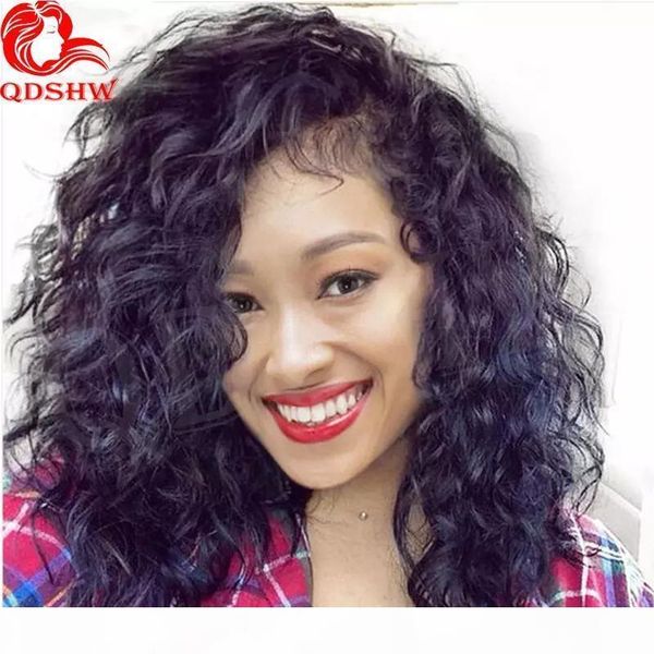 

360 lace frontal human hair wig curly with baby hair peruvian virgin lacefront human hair wigs 360 for black women, Black;brown
