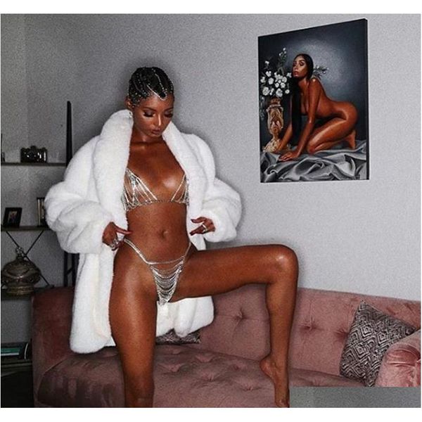 

full rhinestone layer tassel thong chain body chain for women iced out crystal underwear pant jllmys bdedome, Silver