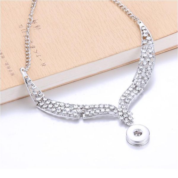 

new snap jewelry snap button necklace color beads making jewelry necklace long necklace fit 18mm 20mm sna bbydya, Silver