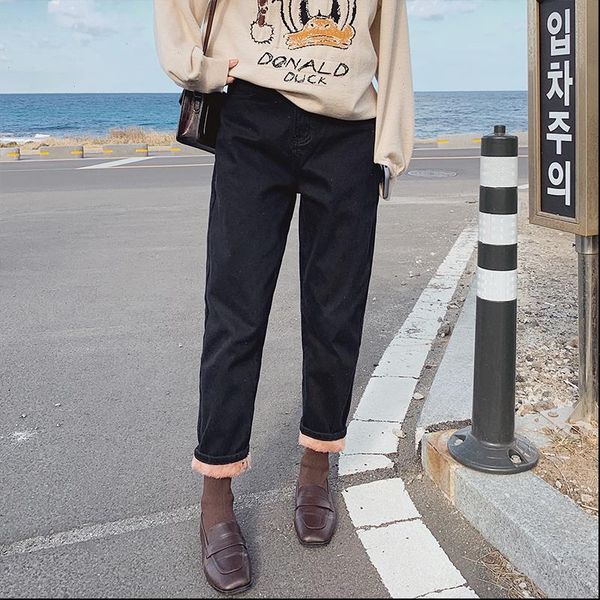 

mishow atumn winter high waist velvet jeans causal solid zipper straight jeans mx19d2379 drop shipping good quality, Blue