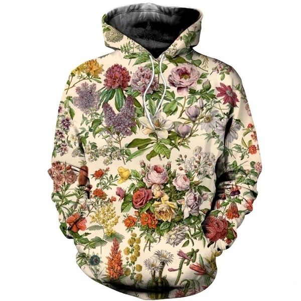 PLstar Cosmos Drop shipping New Fashion Mens Womens Felpa con cappuccio 3D PrintTropical Flowers Felpa con cappuccio Felpa casual 201020