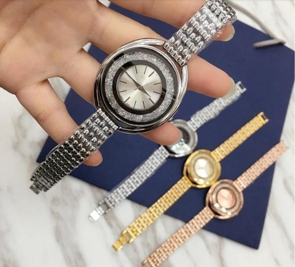 

new good guarantee quartz ladies dress watch bracelet rhinestone fashion quality wristwatches steel women watches moleu, Slivery;brown