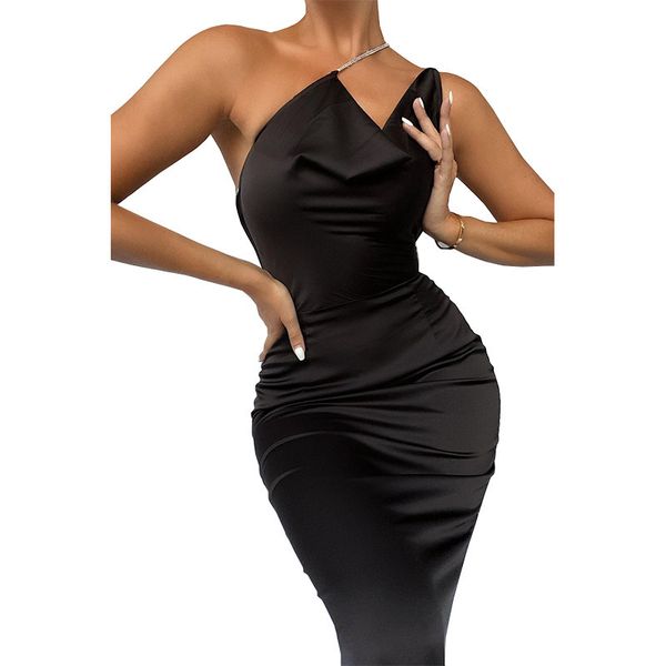 

2020 fashion women's v-neck buttock skirt long cut-out rhinestone dress, Black;gray