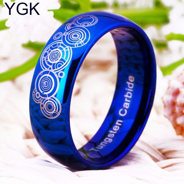 

bridal jewelry wedding band engagement rings 8mm doctor who blue dome men and women's fashion tungsten ring anniversary gift 201006, Golden;silver