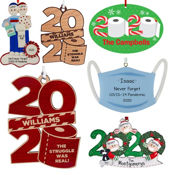 

quarantine hero personalized survived family ornament 2020 diy name blessing christmas tree hanging pendant holiday decorations