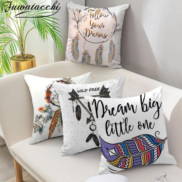 

fuwatacchi dreamcatcher cushion cover colored feather print pillowcase dream arrow for home decor sofa 45cm45cm pillow case swy bbyzjp
