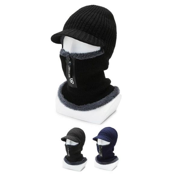 

cycling caps winter warm knitted hats thermal bicycle cap headwear gorra ciclismo windproof running skiing bike caps, Black