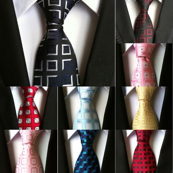 

oc6z mens necktie blue plaid dotsilk cufflinks jacquard woven 8cm tie hanky set ring classic for men formal wedding dibangu, Blue;purple