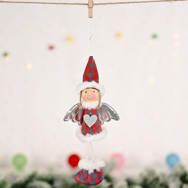 

fongc howe christmas creative new pendant supplies plaid plaid cloth festival wings love children's pendant small cloth girl gift swsvi