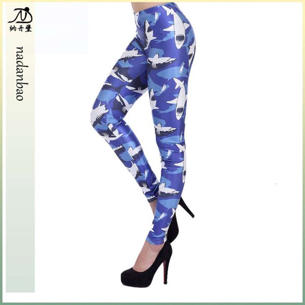

nadanbao digital printing leggings shark pencil pants kdk1260, Black;white