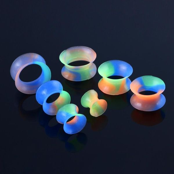 

2 pcs 6-25mm sile ear plugs tunnels flexible double flared ear expander stretcher gauge earlets earrings for ear piercing q sqckmh, Silver