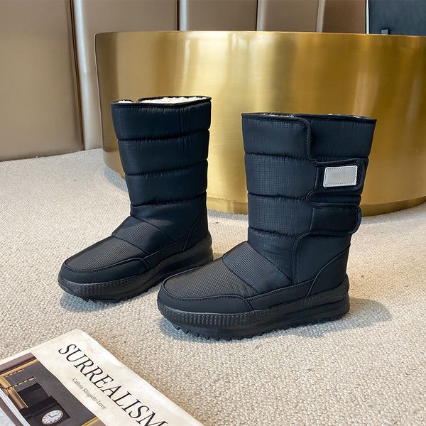 

women dwaterproof 2021 water down flat winter cloth warm platform imitation hair-lined lamb women's boots 1ybm, Black