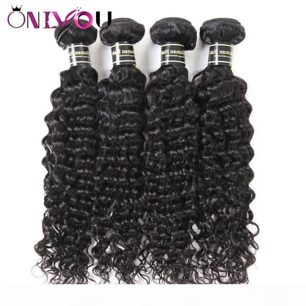 

onlyou hair products 4 bundles brazilian deep wave virgin human hair extensions raw indian remy hair weaves bundles deep wave factory deals, Black