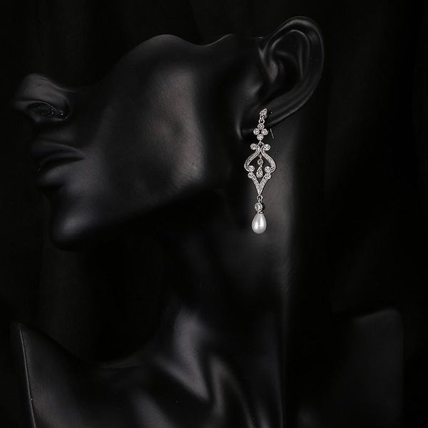 

emmaya мода имитация pearl cz люкс длинные серьги ювелирных изделий дешевые серьги для женщин партии ювелирных изделий jllnye bde_jewelry, Silver