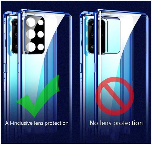 

magnetic metal adsorption double sided glass case for huawei honor 30 s pro x10 p40 p30 pro camera protective co wmttsx