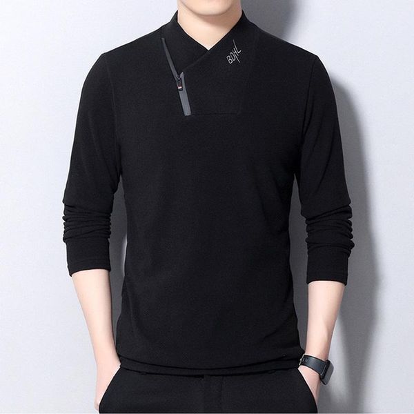 

men's sweaters autumn winter men's turtleneck mock neck elastic thin solid color casual slim fit pullovers pull homme1, White;black