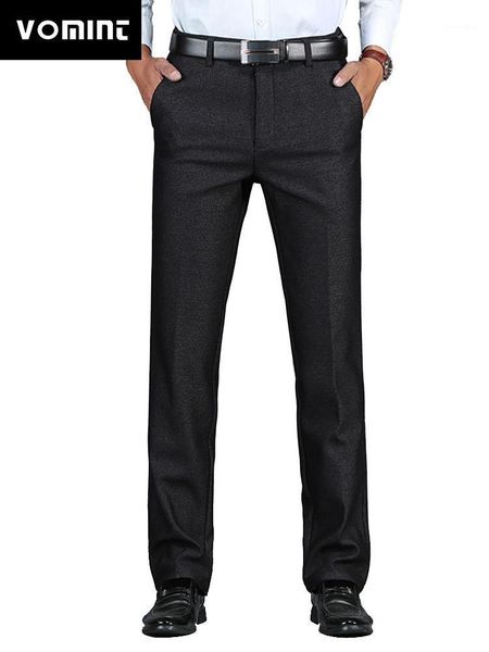 

vomint 2021 new arrivals men's suit pants smart casual fleece warm thicken pants regular wrinkle resistance elasticity trousers1, White;black