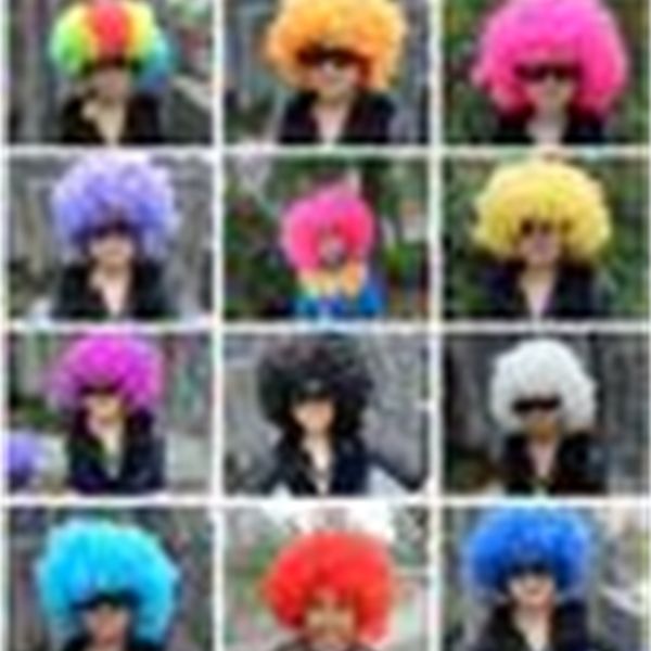 

rainbow afro disco clown child costume football fan wig hair halloween fun