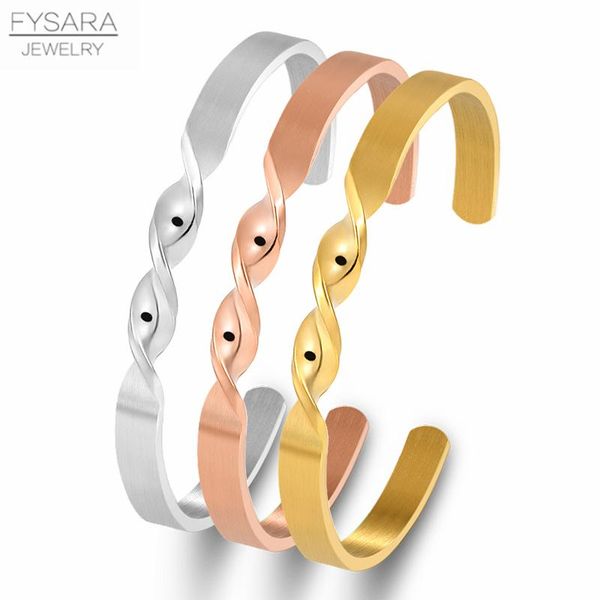 

fysara titanium steel jewelry simple twist geometry cuff bracelets for women men black wristband pulseiras jewelry accessories bbyrao